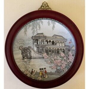 Imperial Chinese Jingdezhen Porcelain Plate ‘88 Marble Boat Summer Palace Framed